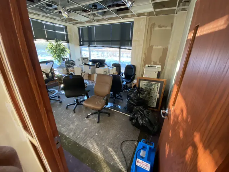 Drying equipment running in a commercial space after a water loss