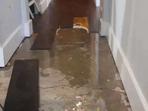 Floor opened over a leaking line under a concrete slab